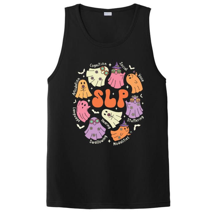 Cute Ghost Friends Halloween Aac Slp Squad Speech Language PosiCharge Competitor Tank