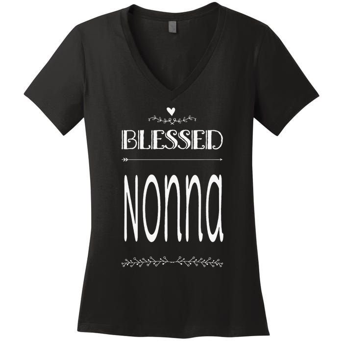 Cute Gift For Grandma Grandmother Blessed Nonna Women's V-Neck T-Shirt