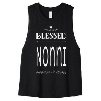 Cute Gift For Grandma Grandmother Blessed Nonni Women's Racerback Cropped Tank