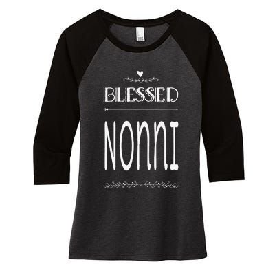 Cute Gift For Grandma Grandmother Blessed Nonni Women's Tri-Blend 3/4-Sleeve Raglan Shirt