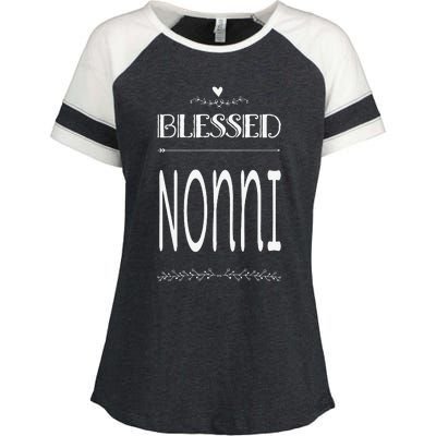 Cute Gift For Grandma Grandmother Blessed Nonni Enza Ladies Jersey Colorblock Tee