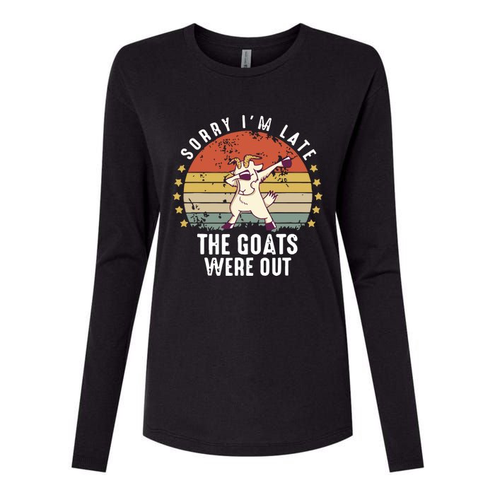 Cute Goat Funny Goat Farm Animal Womens Cotton Relaxed Long Sleeve T-Shirt