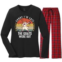 Cute Goat Funny Goat Farm Animal Women's Long Sleeve Flannel Pajama Set 