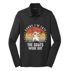 Cute Goat Funny Goat Farm Animal Silk Touch Performance Long Sleeve Polo