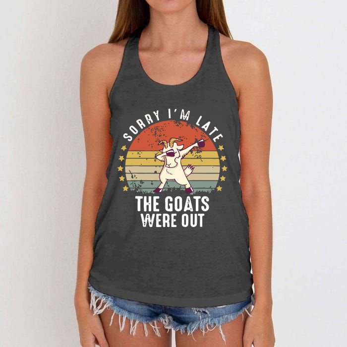 Cute Goat Funny Goat Farm Animal Women's Knotted Racerback Tank