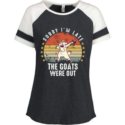 Cute Goat Funny Goat Farm Animal Enza Ladies Jersey Colorblock Tee