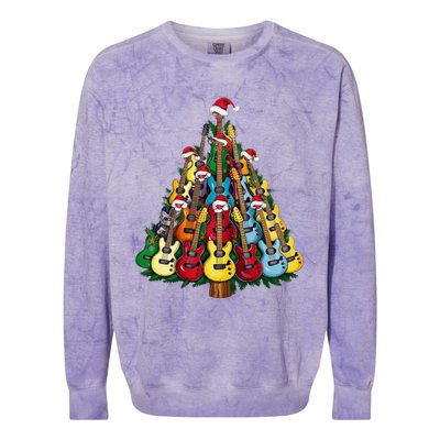 Christmas Guitar For Music Loversand Colorblast Crewneck Sweatshirt