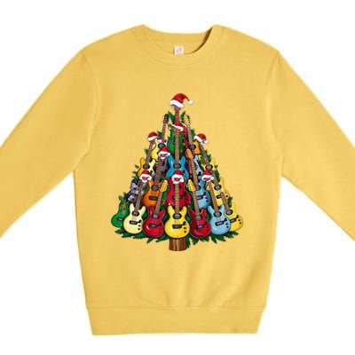 Christmas Guitar For Music Loversand Premium Crewneck Sweatshirt