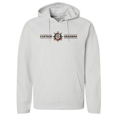 Captain Grandpa Family Grandchild Boating Performance Fleece Hoodie