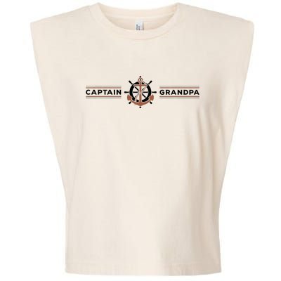 Captain Grandpa Family Grandchild Boating Garment-Dyed Women's Muscle Tee