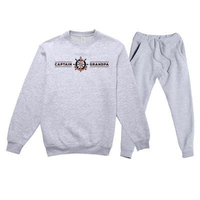 Captain Grandpa Family Grandchild Boating Premium Crewneck Sweatsuit Set