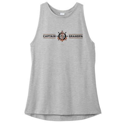 Captain Grandpa Family Grandchild Boating Ladies PosiCharge Tri-Blend Wicking Tank