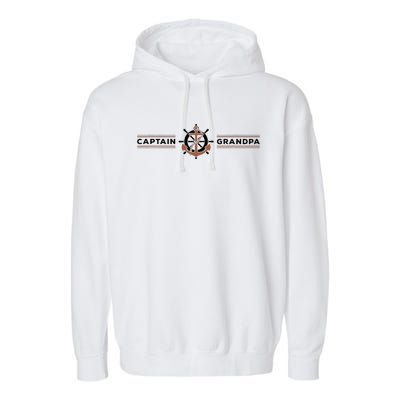 Captain Grandpa Family Grandchild Boating Garment-Dyed Fleece Hoodie