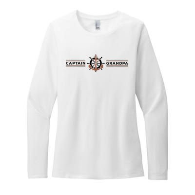 Captain Grandpa Family Grandchild Boating Womens CVC Long Sleeve Shirt