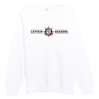 Captain Grandpa Family Grandchild Boating Premium Crewneck Sweatshirt