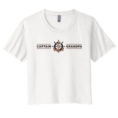 Captain Grandpa Family Grandchild Boating Women's Crop Top Tee