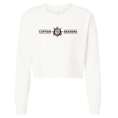 Captain Grandpa Family Grandchild Boating Cropped Pullover Crew