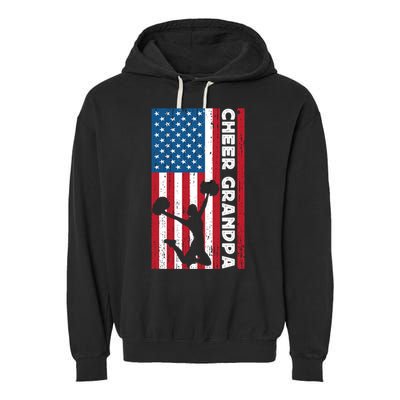 Cheer Grandpa For Usa American Flag Cheerleader Grandpa Long Garment-Dyed Fleece Hoodie