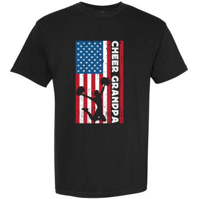 Cheer Grandpa For Usa American Flag Cheerleader Grandpa Long Garment-Dyed Heavyweight T-Shirt