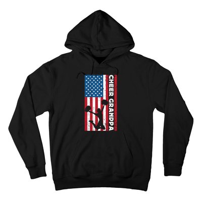 Cheer Grandpa For Usa American Flag Cheerleader Grandpa Long Hoodie