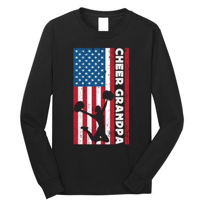 Cheer Grandpa For Usa American Flag Cheerleader Grandpa Long Long Sleeve Shirt