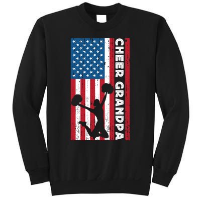 Cheer Grandpa For Usa American Flag Cheerleader Grandpa Long Sweatshirt