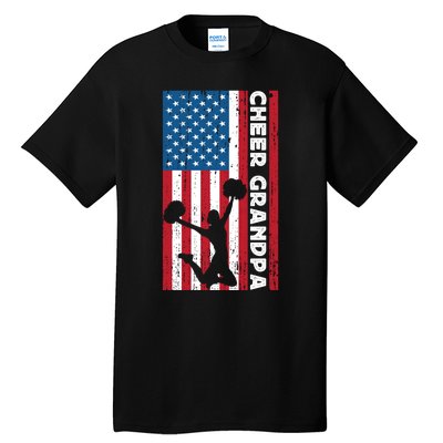 Cheer Grandpa For Usa American Flag Cheerleader Grandpa Long Tall T-Shirt