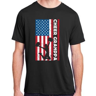 Cheer Grandpa For Usa American Flag Cheerleader Grandpa Long Adult ChromaSoft Performance T-Shirt