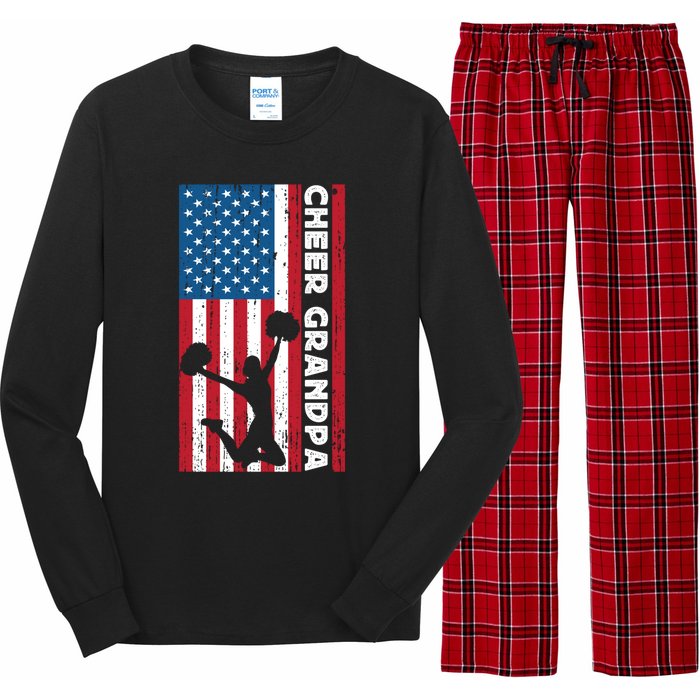 Cheer Grandpa For Usa American Flag Cheerleader Grandpa Long Long Sleeve Pajama Set