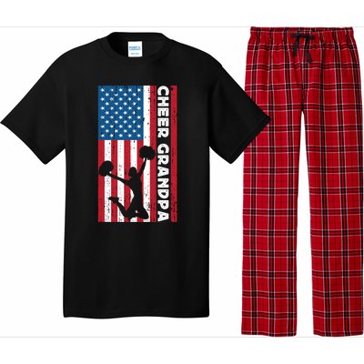 Cheer Grandpa For Usa American Flag Cheerleader Grandpa Long Pajama Set