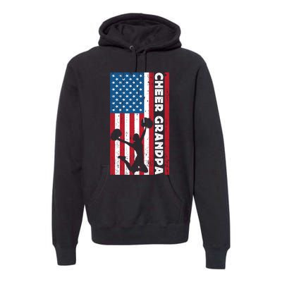 Cheer Grandpa For Usa American Flag Cheerleader Grandpa Long Premium Hoodie