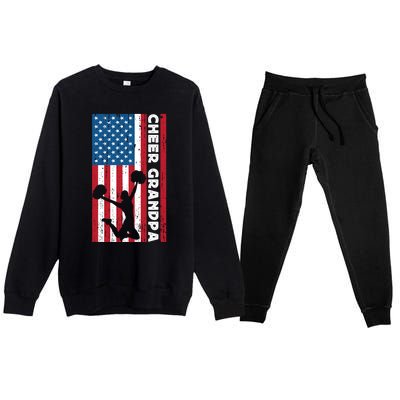 Cheer Grandpa For Usa American Flag Cheerleader Grandpa Long Premium Crewneck Sweatsuit Set