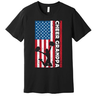 Cheer Grandpa For Usa American Flag Cheerleader Grandpa Long Premium T-Shirt