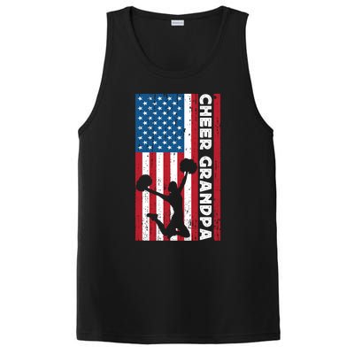 Cheer Grandpa For Usa American Flag Cheerleader Grandpa Long PosiCharge Competitor Tank