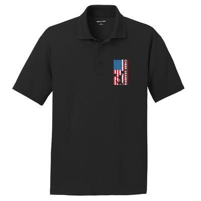 Cheer Grandpa For Usa American Flag Cheerleader Grandpa Long PosiCharge RacerMesh Polo