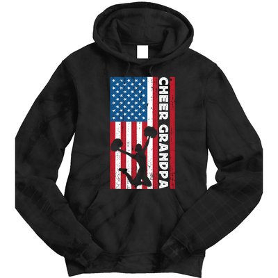 Cheer Grandpa For Usa American Flag Cheerleader Grandpa Long Tie Dye Hoodie