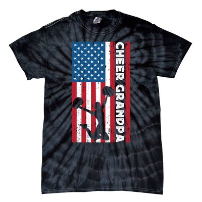 Cheer Grandpa For Usa American Flag Cheerleader Grandpa Long Tie-Dye T-Shirt