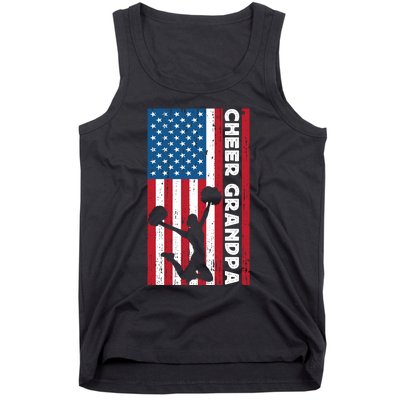 Cheer Grandpa For Usa American Flag Cheerleader Grandpa Long Tank Top