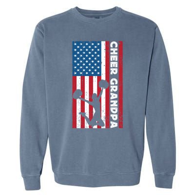 Cheer Grandpa For Usa American Flag Cheerleader Grandpa Long Garment-Dyed Sweatshirt