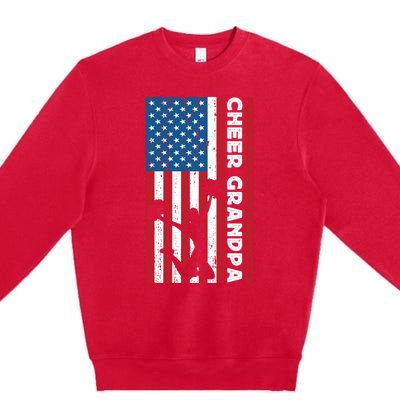 Cheer Grandpa For Usa American Flag Cheerleader Grandpa Long Premium Crewneck Sweatshirt