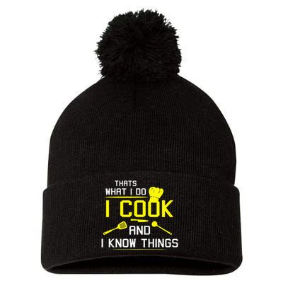 Chef Geek Food FUNNY I COOK AND I KNOW THINGS Pom Pom 12in Knit Beanie