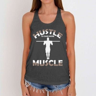 Calisthenics Ghetto Fitness "Hustle To Gain Muscle" Cute Gift Women's Knotted Racerback Tank