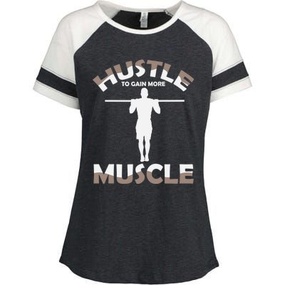 Calisthenics Ghetto Fitness "Hustle To Gain Muscle" Cute Gift Enza Ladies Jersey Colorblock Tee