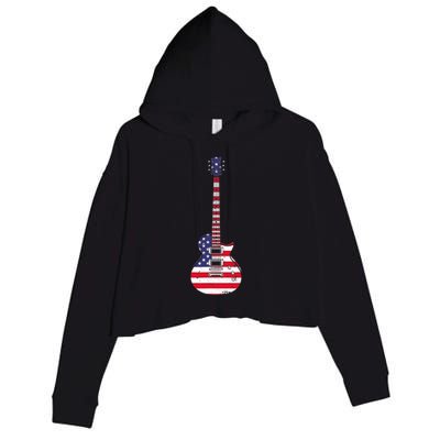 Cool Guitar For Men Women Musician Electric Guitarist Music Crop Fleece Hoodie