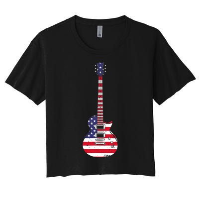 Cool Guitar For Men Women Musician Electric Guitarist Music Women's Crop Top Tee