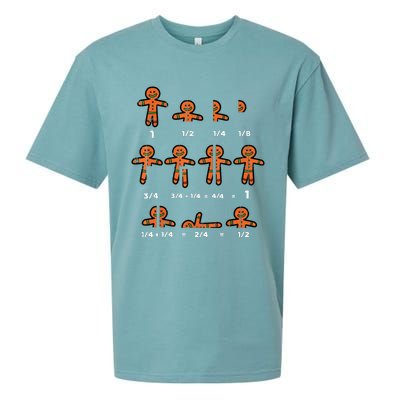 Christmas Gingerbread Fraction Cute Xmas Cookie Math Teacher Sueded Cloud Jersey T-Shirt