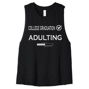 College Graduation Funny Graduate School Women's Racerback Cropped Tank