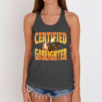 Certified Gaslighter Funny Sarcasm Oddly Specific Meme Women's Knotted Racerback Tank