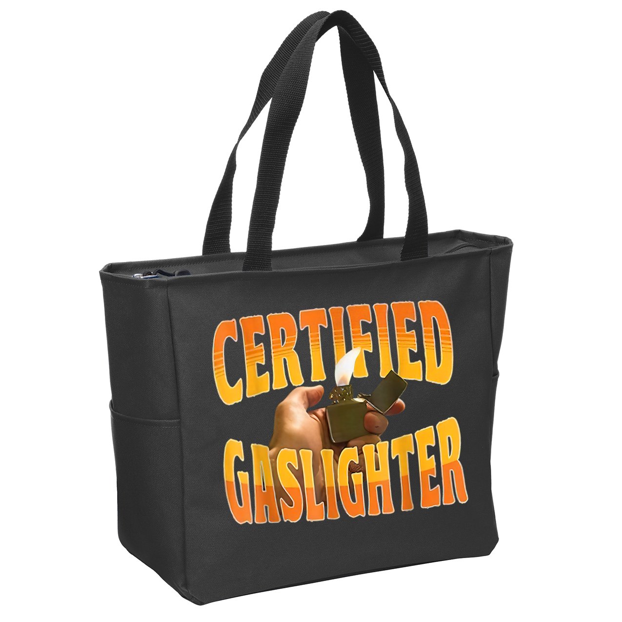Certified Gaslighter Funny Sarcasm Oddly Specific Meme Zip Tote Bag