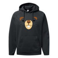 Cute Groundhog Face Performance Fleece Hoodie